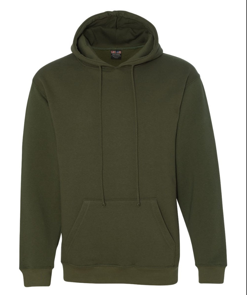 Bayside BA960 Unisex Olive Green Hoodie - Size: Large